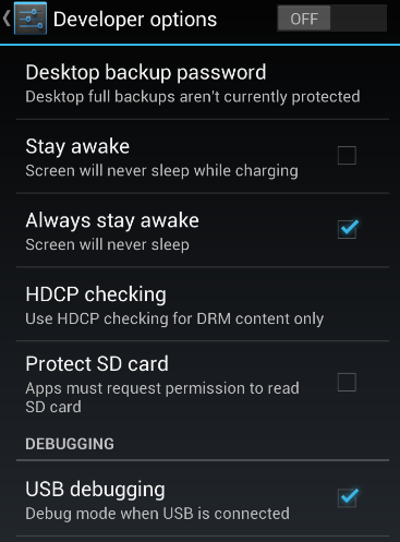 Developer Settings on ICS