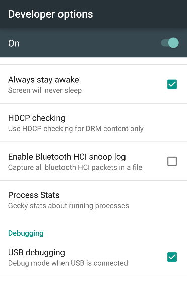 Developer Settings on Lollipop